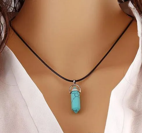 2017 pendentif en pierre naturelle chaude balle jade suspension couleur Quartz colliers pendentifs Bijoux de mode collier ras du cou Bijoux chaîne