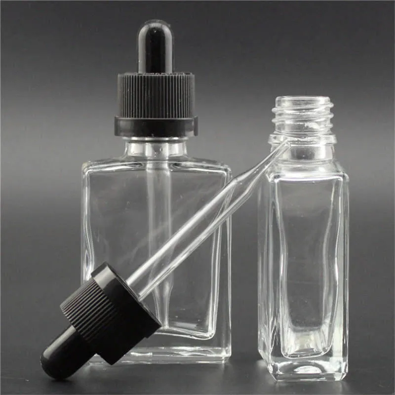 30mlクリアガラスドロッパーボトルエッセンシャルオイルE液体の空の30 mlの正方形のボトルボトルの瓶のためのvape sigaretta elettronicaジュース