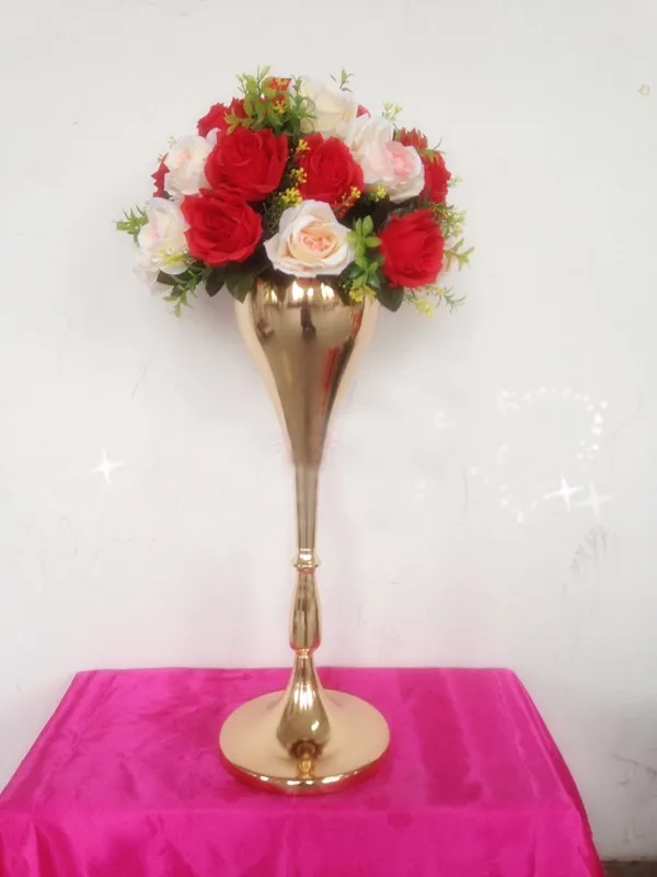 56cm ( 22 ") populaire couleur or artificielle fleur 2345 vase en métal décoration de mariage pièce maîtresse de mariage PartyHomeVenue décoration