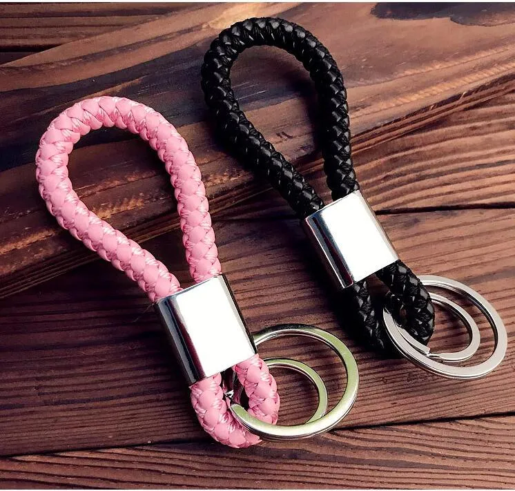 Llavero Trenzado De Cuero Y Cuerda Con Anillo De Metal - Multicolor, Aproximadamente 13 Cm