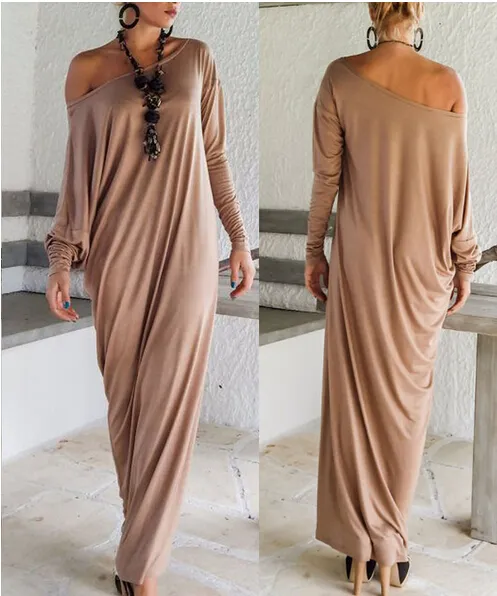 Plus Size Womens Sexy Casual Long Sleeve Maxi Dresses Loose Party Long Dress New Style From China