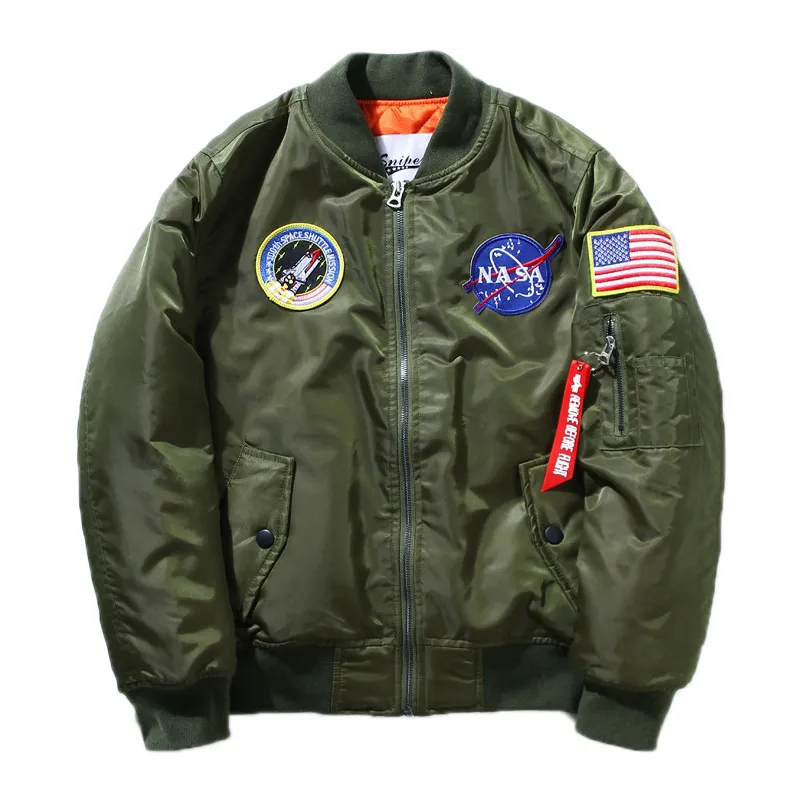 Fall-Flight Pilot Jacket Coat Bomber Ma1 Men Bomber Jackor Broderi Baseball Coats M-XXL