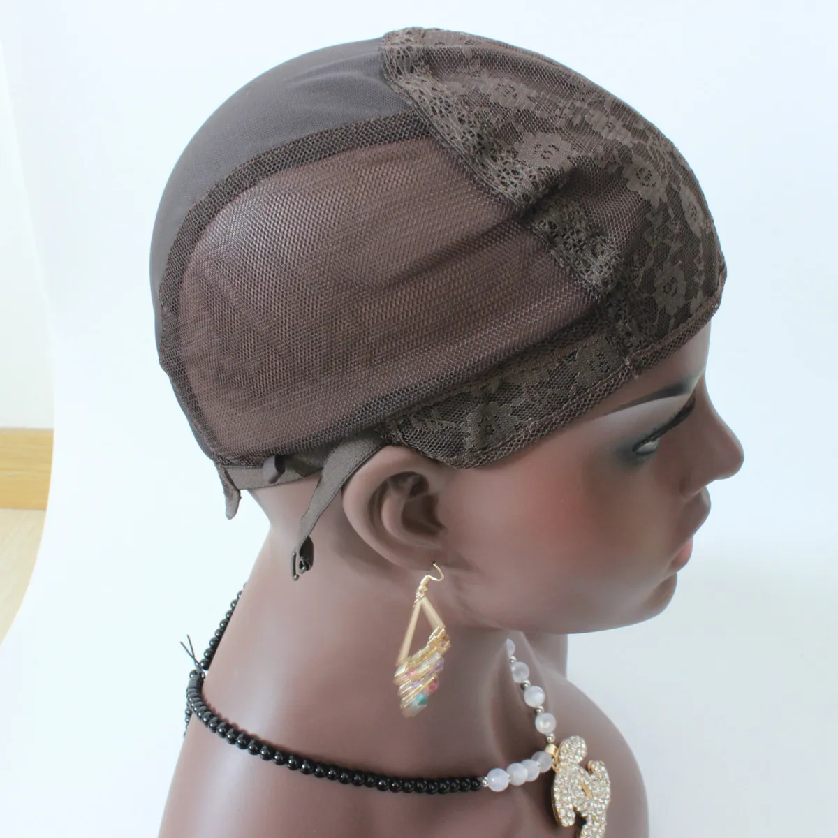 Jewish wig cap brown color SML for Making Wigs Stretch Lace Weaving Cap Adjustable Straps2034762