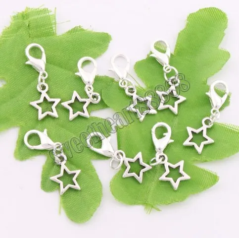 Öppen stjärna hummer Claw Clasp Charm Beads lot Antique SilverBronze Jewelry DIY C138 105x245mm1107619