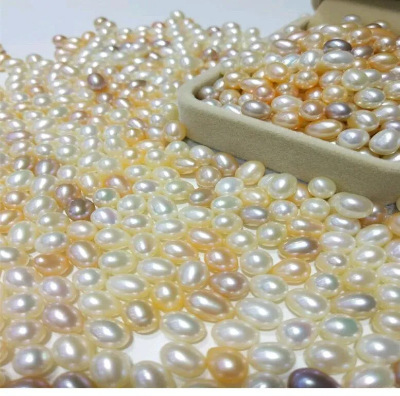 Intensiv Flawless Natural Pearl Pärlor för Smycken Göra Autentiska Freshwater Pearls Oval Loose Bead DIY 6-11mm Partihandel