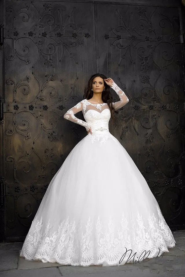 2018 diseñador personalizado mangas largas de tul vestidos de novia cuello cariño con apliques vestido de 2018 diseñador personalizado mangas largas de tul vestidos de novia cuello cariño con apliques vestido de