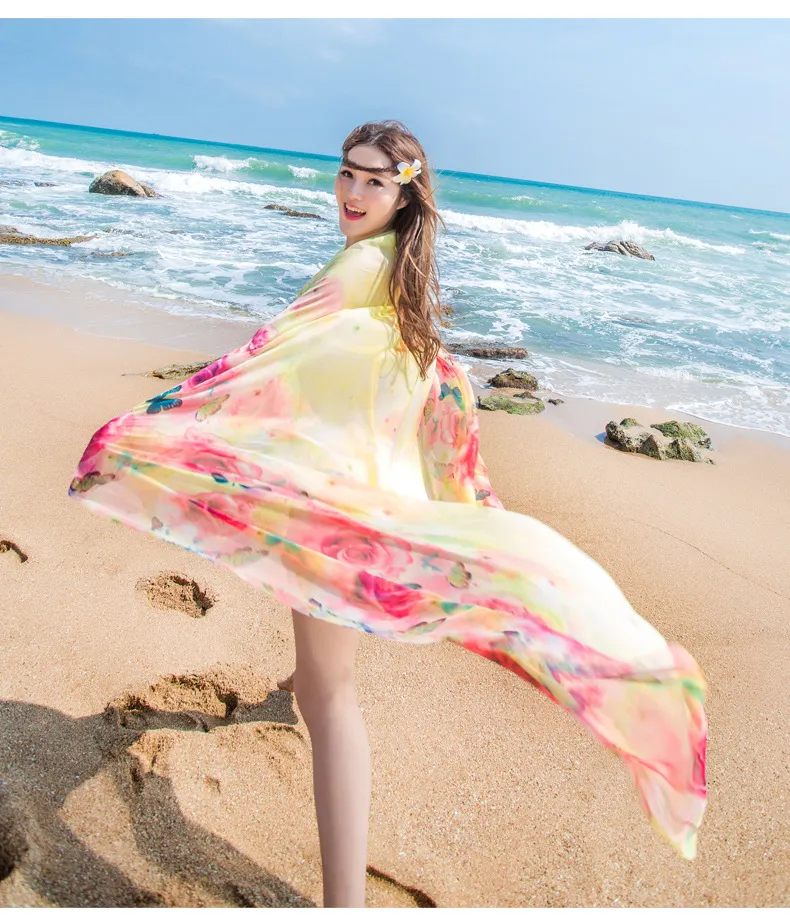 New Women Sunscreen Swimsuit Chiffon scarf Multifunctional scarves Veil Cover-Up Lady beach towel 