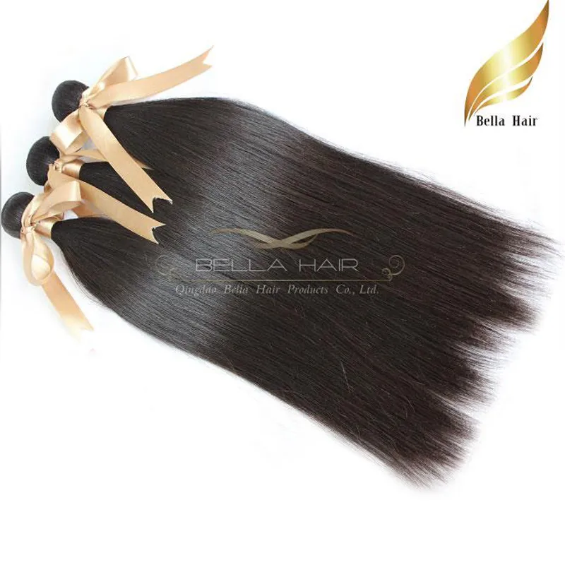 100 cheveux humains péruviens tisse 3pcs / lot extensions de cheveux raides faisceaux de cheveux vierges double trame couleur naturelle bellahair