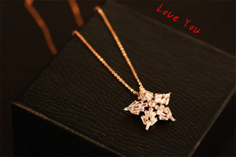 five-pointed star Necklace & Pendant Women Fashion Choker Necklace for Party Collar Costume Zircon Jewelry Gold Plated