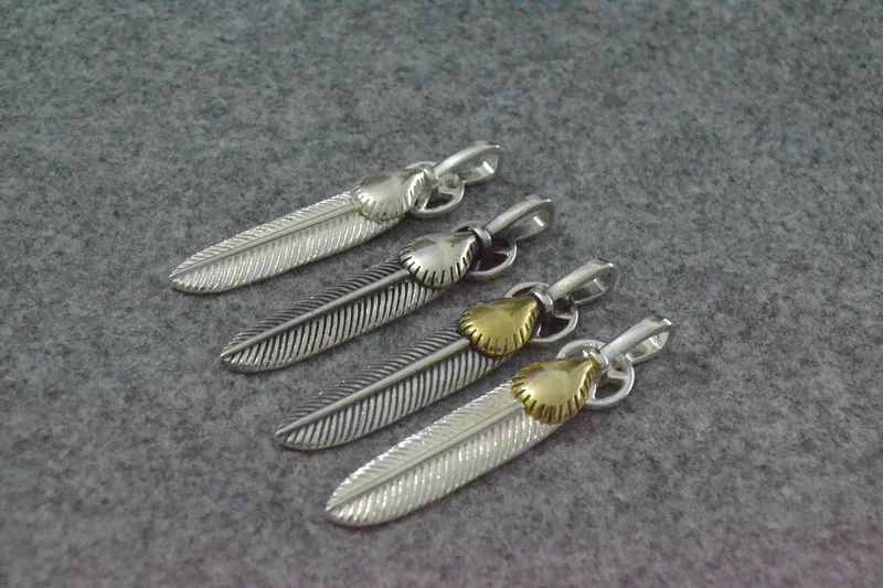 Solide de haute qualité 925 Silver Sterling New Japan Takahashi Collier Pendants Gold Goro's Indian Fashion Eagle Feather Charm Pendant Jewelry pour hommes Femmes Couples