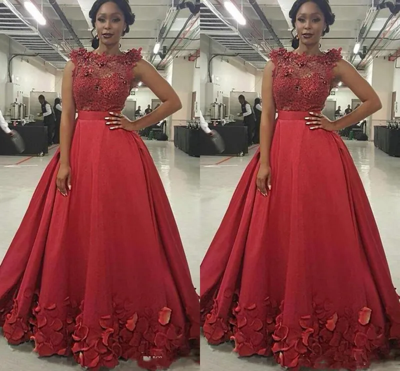 2018 New Burgundy Prom Dresses Jewell Neck Illusion Lace Aptliques Beaded Floral Rose Flowers Long Evening Dress Party Pageant Form9413866