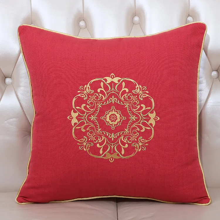 Chinese Embroidery Linen Cushion Cover Christmas Pillow Covers Decorative Sofa Chair Lumbar support Cushion Cotton linen Pillow Case