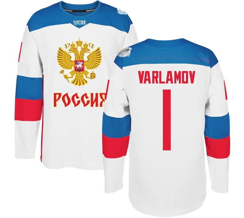 2016 World Cup Team Russia Men`s Hockey Jerseys 9 Orlov 7 Kulikov 1 Varlamov 92 Kuznetson WCH 100% Stitched Jersey Any Name and Number