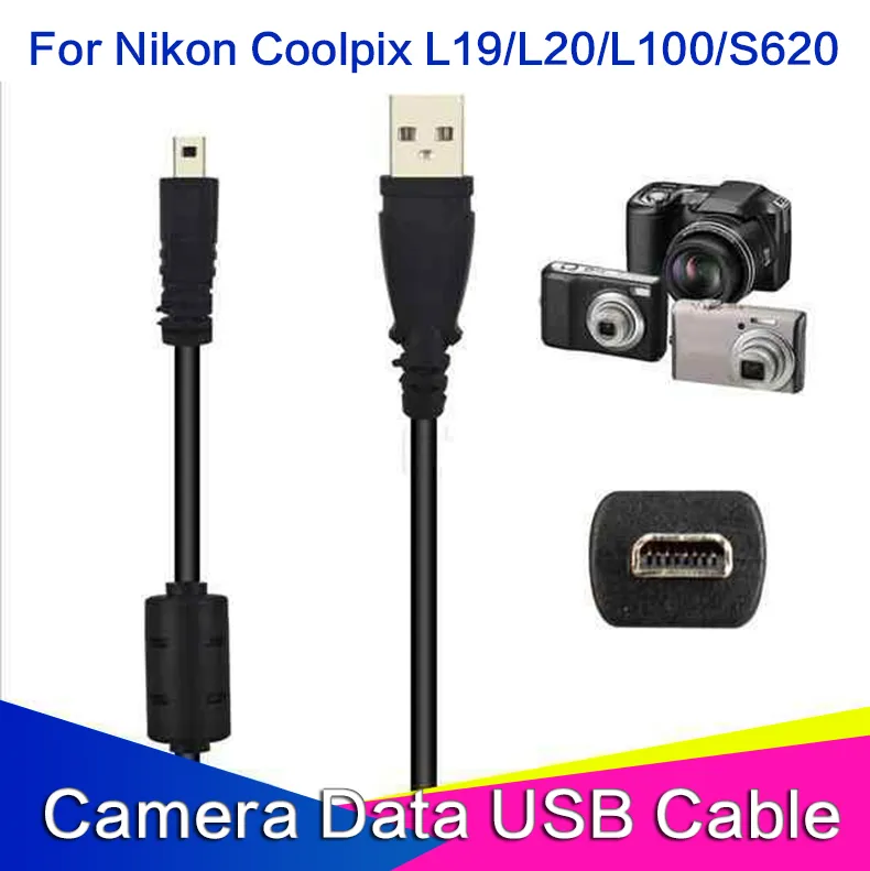 Kabel USB UC-E6 do Nikon Coolpix L1 / L2 / L3 / L4 / L5 USB 2.0 męski do mini 8-pinowych płaskich kabli aparatu