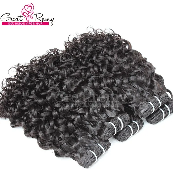 2 sztuk / partia Human Hair Extensions Brazylijski Remy Virgin Hair Wees Water Wave Duże Kręcone Rozszerzenie Włosów Włosów Pięciowo Natural Black