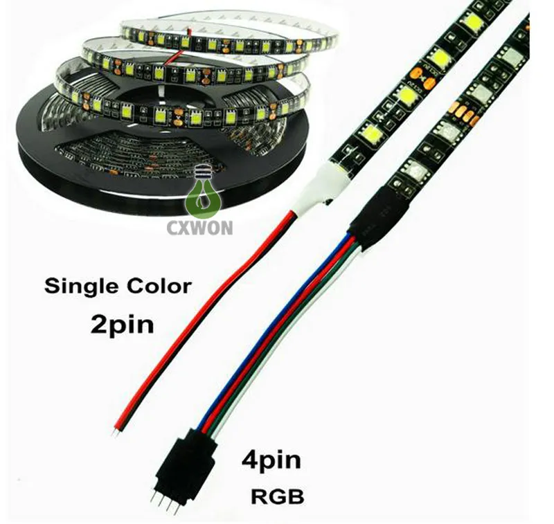 ブラックPCB LEDストリップ5050 RGB IP65防水DC12V 300LED 5M柔軟なLEDストリップライト100M LOT4292845