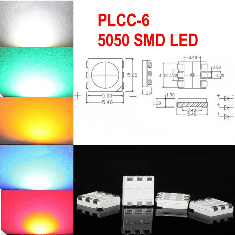 15-18LM Gelb PLCC-6 5050 SMD 3-CHIPS LED-Lampendioden Ultrahell