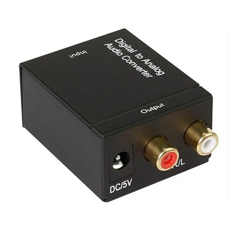 Digital Adaptador Optic Coaxial RCA Toslink Signal till analog Audio Converter Adapter med Fiber Optic Cable Power Adapter