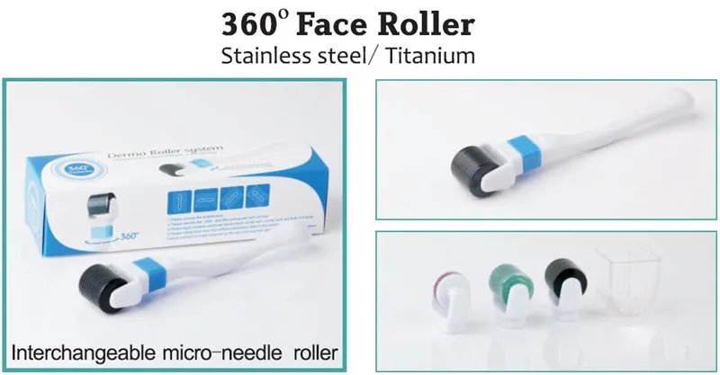 TM-DR004 MOQ 600 needles derma roller with 360 Degree Rotating roller head DRS dermaroller 0.2MM-3.0MM DHL Free
