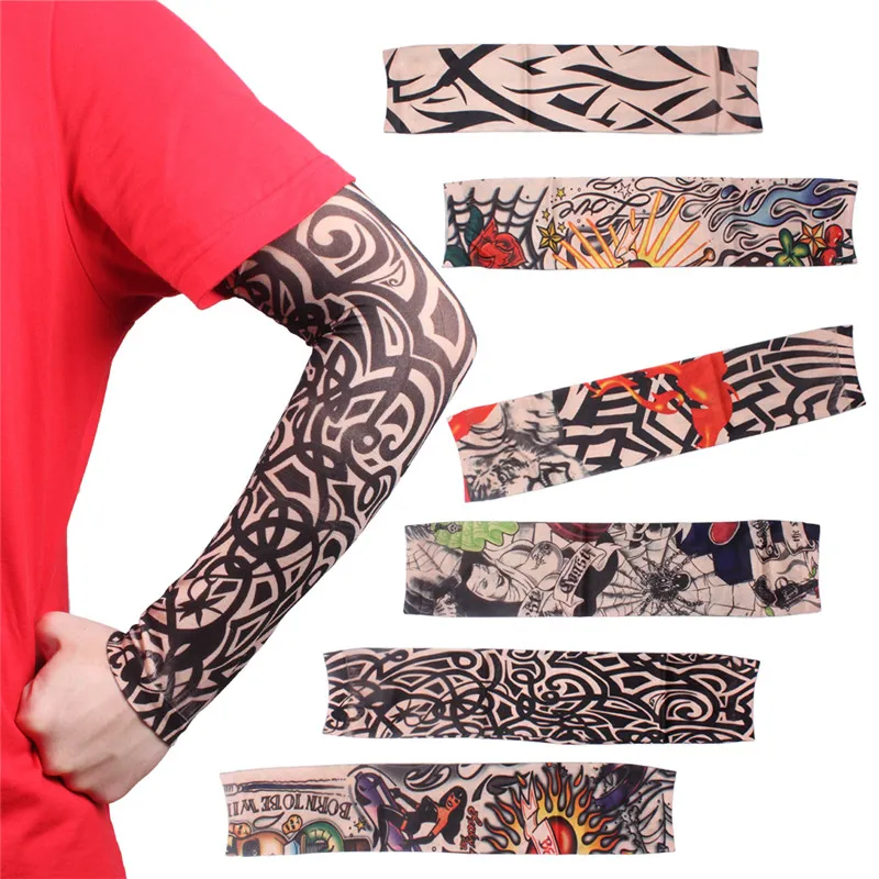 Cycling Bike Bicycle Tattoo Arm Warmers Cuff Sleeve Cover UV Sun Protection Dropshi Sun UV Protection Armwarmer Stocking Stretchable Sleeves