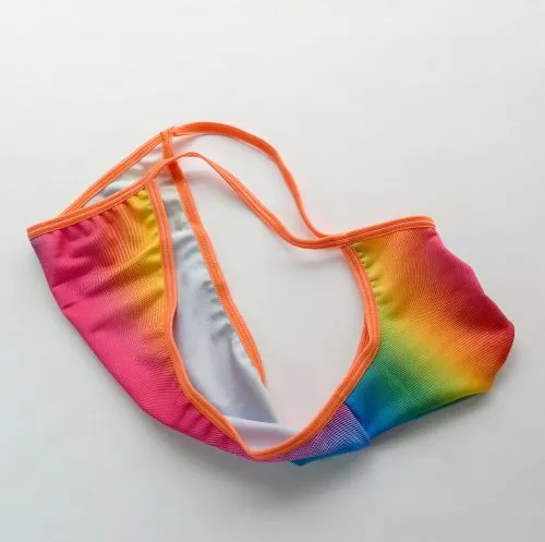 Męskie sznurki bikini majowe majtki wybrzuszenia konturowana torebka g4484 elastyczne pływanie męskie bieliznę Rainbow Colors2253