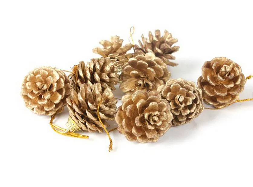 Naturalna sosna choinki dekoracja jeden pakiet 9 sztuk Średnica 3-4cm Pinecone Hang Christmas Prezenty Darmowa Wysyłka CF001