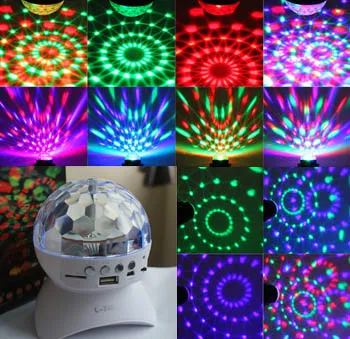 USB / TF / FM radyo ile Kontrolör RGB LED Kristal Sihirli Topu Etkisi Işık DJ Kulübü Disko Parti Aydınlatmalı Bluetooth Hoparlör Sahne Işıkları