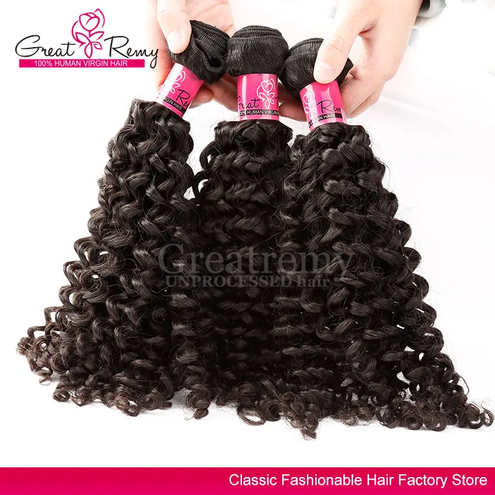 non transformés bouclés vague 100 cheveux brésiliens armure bonne qualité Extensions de cheveux Greatremy parfait Curl cheveux pour les femmes noires