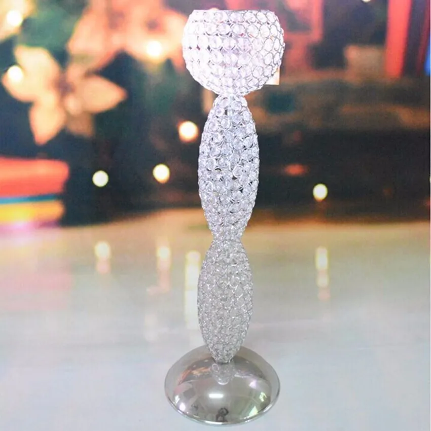 Nouveaux produits élégant support de fleur en cristal pour centres de table de mariage