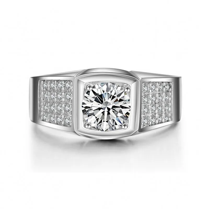 Vecalon Classic Fashion Jewelry Bague de mariage faite à la main pour hommes 1ct Cz diamant 925 Sterling Silver male Bague de fiançailles cadeau