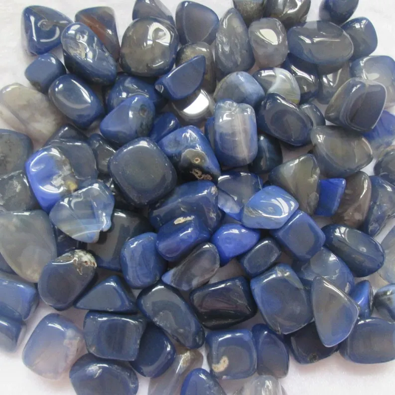 18 ~ 28 mm 200 g Natural Blue Agate Tumbled Stones Pocket crystal Stones Wholesale Reiki Healing