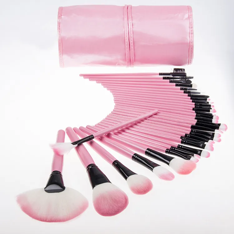 Nya 32PC Makeup Brushes Set Pro Cosmetic Brush Ögonbryn Foundation Skuggor Eyeliner Lip Kabuki Make Up Tools Kits Pouch Bag 32PC / Set