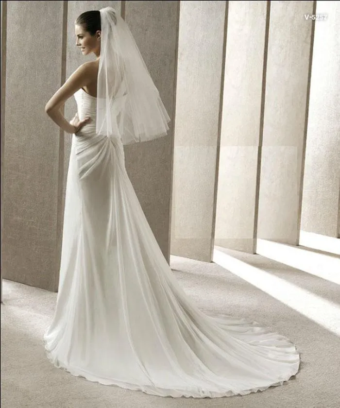 Nouveau Tulle doux beau bord coupé 2T avec peigne ivoire blanc coude voile de mariage voiles de mariée