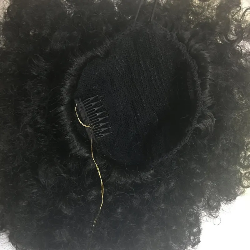 cheveux humains queue de cheval postiches clip en court haute afro crépus bouclés cheveux humains 140g cordon queue de cheval extension de cheveux pour les femmes noires