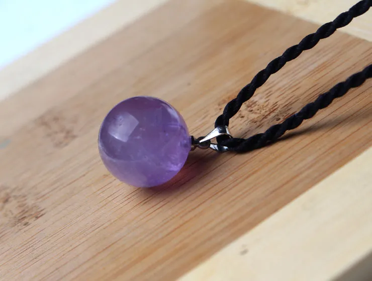 1 datorer Natural Amethyst Quartz Crystal Ball Pendant Necklace Healing Natural Stones and Minerals for Gift