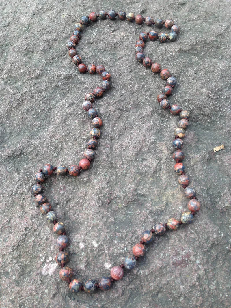ST0270 10mm léopard jaspe pierre homme femmes Unique Boho bijoux 40 ''long collier collier de perles de pierre naturelle