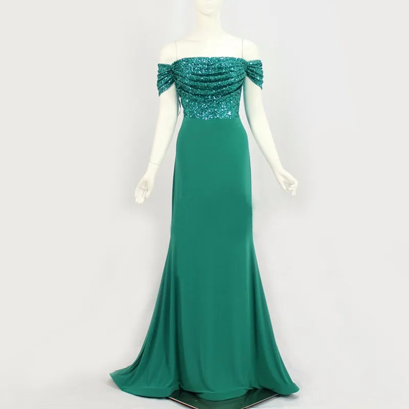 blue dress for baby girl Emerald Green Lace Mermaid Prom Dress with Open Tie Back – FancyVestido main image 1