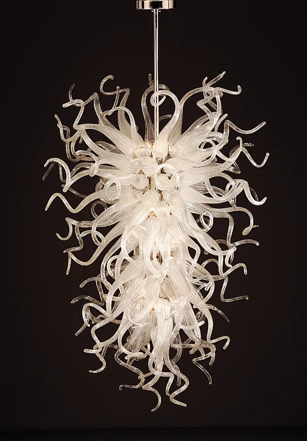 Lamp White Colored LED Crystal Flower Chandeliers Home Decor Lighting Hand Blown Murano Glass Pendant Lamps Ceiling Chandelier