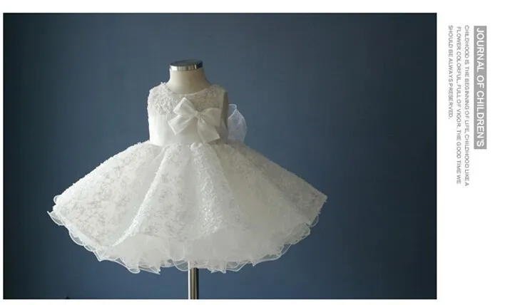 Noble White Bow Dope Dopning Gownnew Born Baby GirlsInfant Princess Tutu Birthday DressesBatizadobapteme6419410