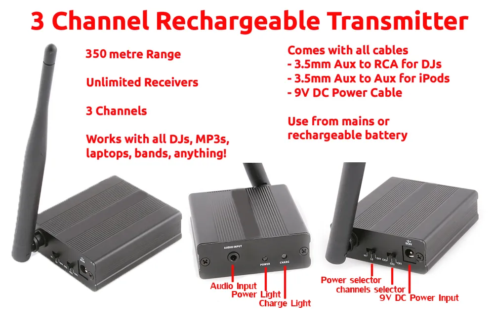 パーティーDJのための350mの距離のプロのRFサイレントディスコ無線ヘッドホンシステム（200ヘッドホン+ 1トランスミッタ）