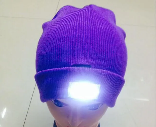 Wholesale LED Glowing Winter Beanies with 5 Led Flash Light Novelty Led Hat for Hunting Camping Grilling Mix Accept Send by DHL