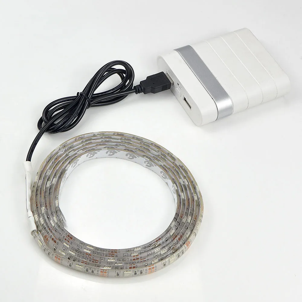 Offre spéciale 5050 DC 5 V USB alimentation décor RGB LED bande lumineuse bande 50 CM 1 M 2 M ruban blanc/blanc chaud/RVB pour ordinateur de bureau