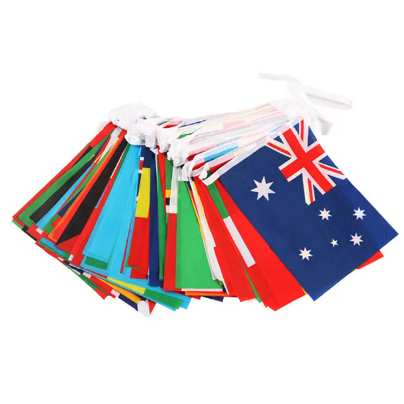 100 kraj flaga hotelu Dekoracja wydarzenia Wydarzenia Party Supplies World Flags Razem 100 Flagi Rozmiar 14 * 21cm / szt Puchar Świata Sporty Zabawki