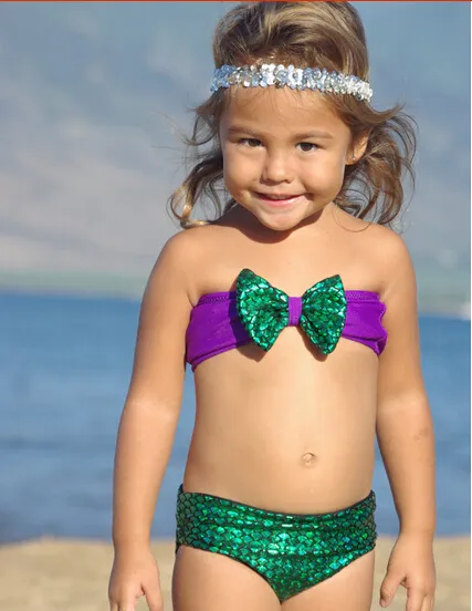 Maillot de bain fille deux pièces bikini imprimé sirène pour fille