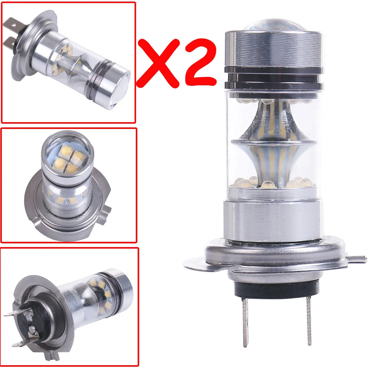 2 pièces 100W ampoule LED H4 20 SMD voiture 12V ~ lumière