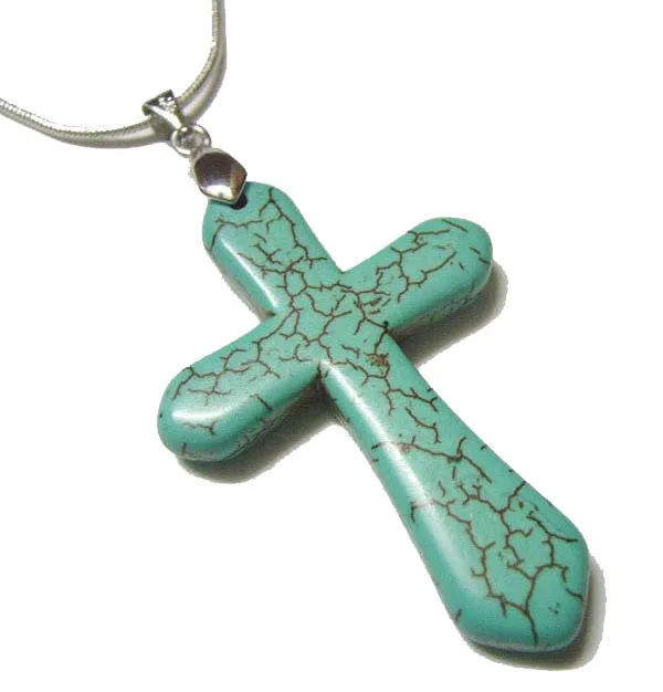 10pcs/lot Turquoise Cross Pendant Jewelry Findings Components Charms For DIY Craft Gift T0