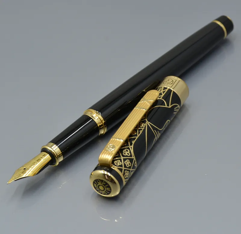 Top Grade Picasso Black Metal Fountain Pen School Office Stationery Fashion Promotion Skriva Present Bläckpennor