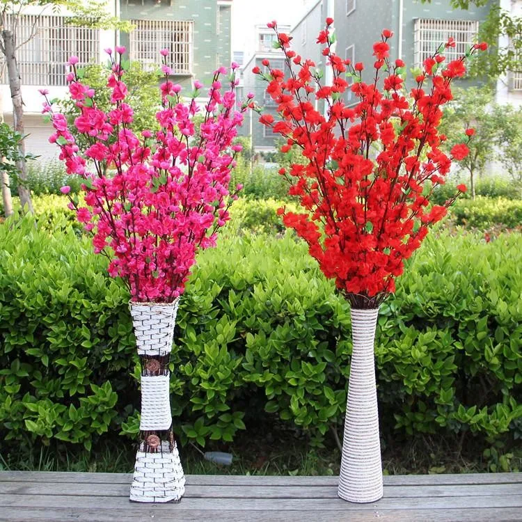 Hot Selling Garden Party Decoration Bröllopsdekorationer Naturlig Stora Konstgjorda Tyg Cherry Blossom Silk Flowers Party 5 Färg