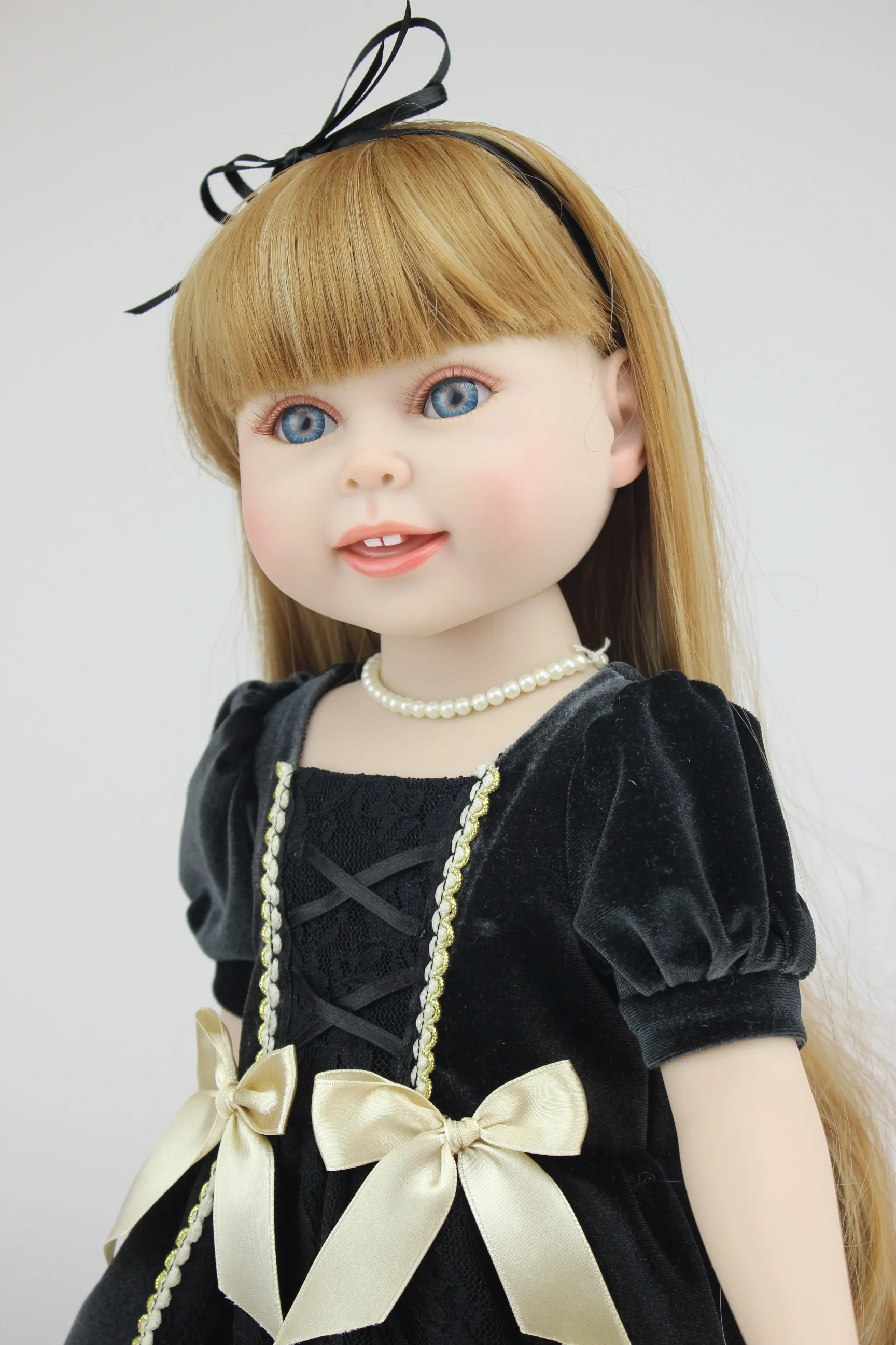 18 -calowe pełne ciało winylowe dziewczyny realistyczne lalki odrodzone w ciemnej sukience maluchowe urodziny prezent świąteczny