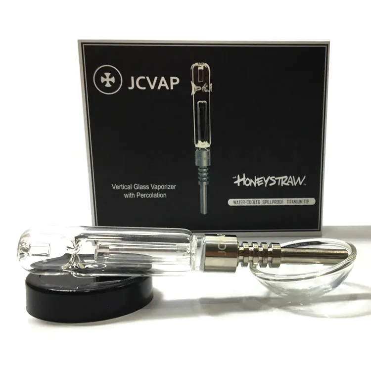 JCVAP Honeystraw med Titanium Nail Ceramic eller Quartz Tip Mini Glass Pipe Oil Rig JCVAP Kit Dabber Straw Smoking Pipe